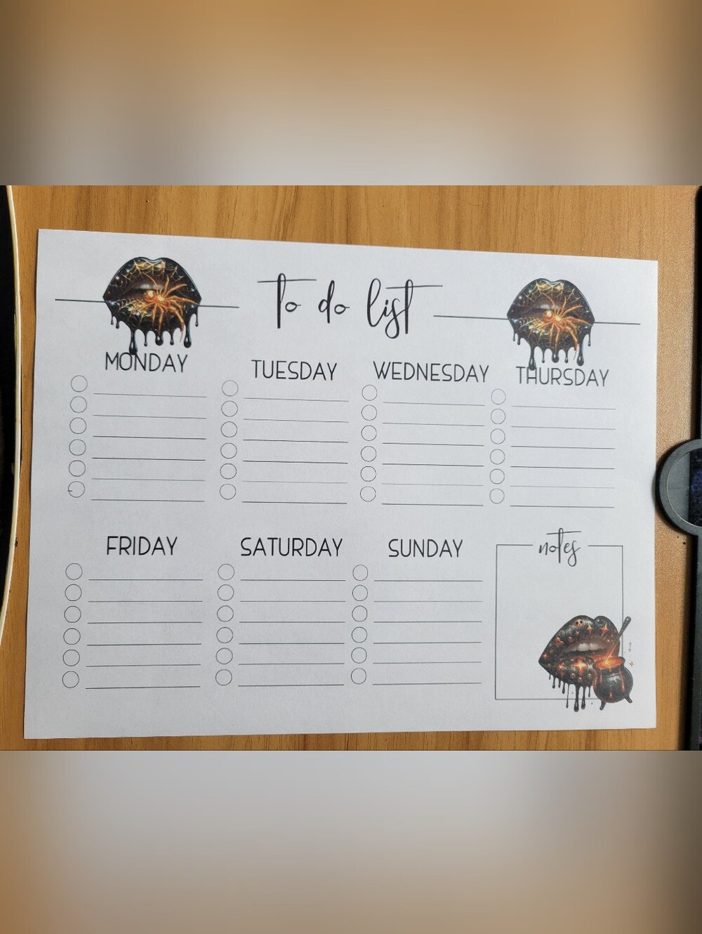 🧋NEW🧋Gothic To Do List Notepad - White with Black & Orange Accents
